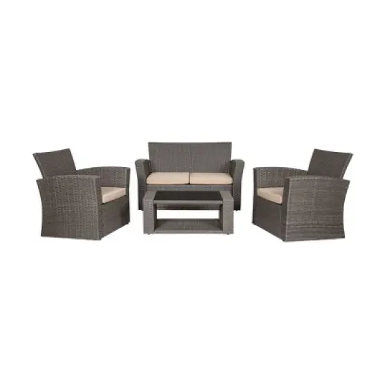 WestinTrends 4 Piece Outdoor Wicker Rattan Conversation Sofa set with Coffee table image {19}