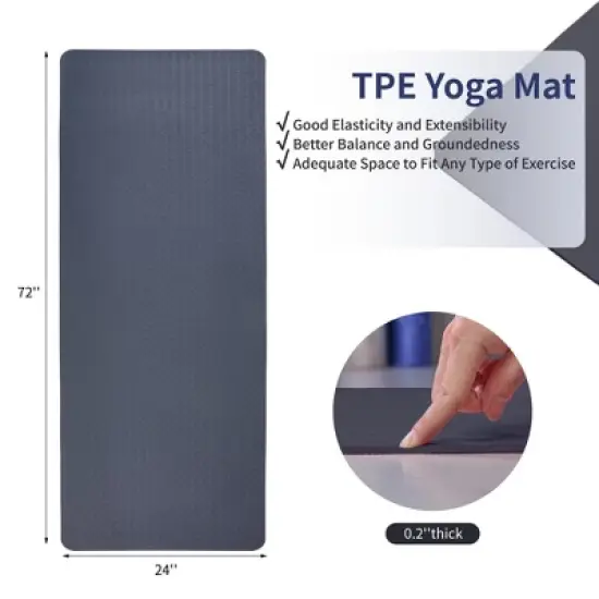 SEVOBAL Premium Non-Slip Yoga Mat Extra Thick Exercise Mat Dual Texture Design for Superior Grip Comfort, Gray, 72.1"*24"*0.2" image {2}