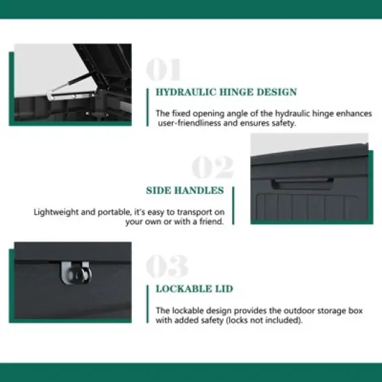 Yardgrace Heavy Duty Secure Storage and Seating Resin Deck Box image {6}