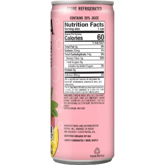 KeVita Strawberry Sparkling Prebiotic Lemonade - 12 fl oz image {1}