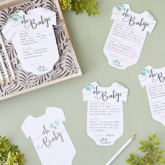 Sparkle and Bash 50 Pack Girl Baby Shower Prediction and Advice Cards for Parents to Be, Party Game with Floral Design, 5 x 7 In image {1}