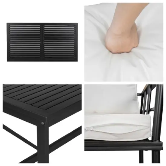 5-Piece Outdoor Dining Set, High Seat Dining Armrest Chair with Iron Table, Dining Chairs with Iron Frame and Foam Cushions-Coolbibila image {6}