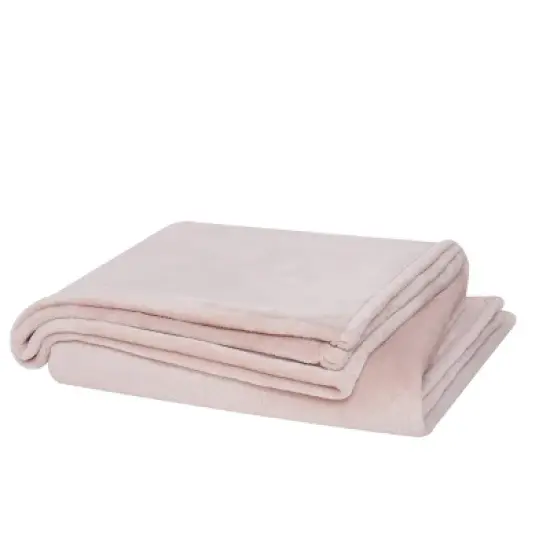 Cannon King Solid Plush Blanket Blush: 100% Polyester, Machine Washable, All Ages, 90x108 inches image {1}