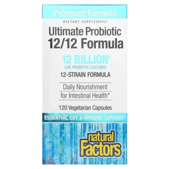 Natural Factors Ultimate Probiotic, 12/12 Formula, 12 Billion CFU, 120 Vegetarian Capsules image {3}