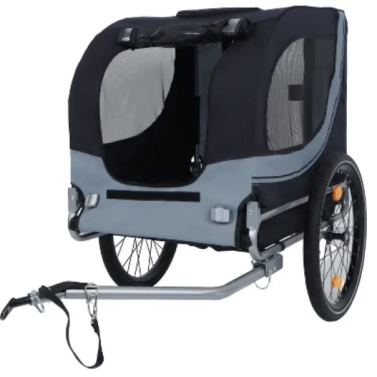 Aukfa Folding Dog Bike Trailer: 120LB All-Terrain Pet Carrier with Reinforced Steel Frame - Ideal for Cycling, Jogging, Camping & Outdoor Adventures image {1}