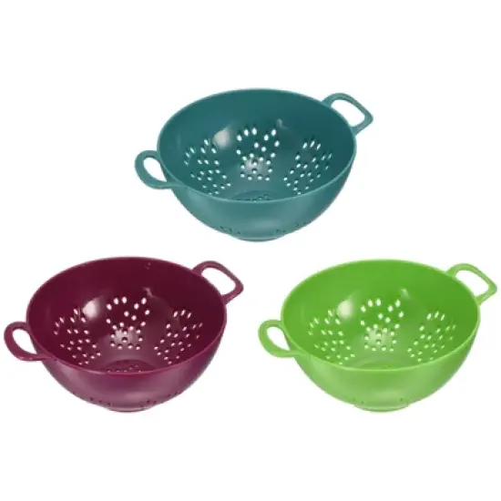 Unique Bargains Plastic Food Fruit Rice Washing Bowl Deep Colander with Double Handles 3 Pcs image {3}