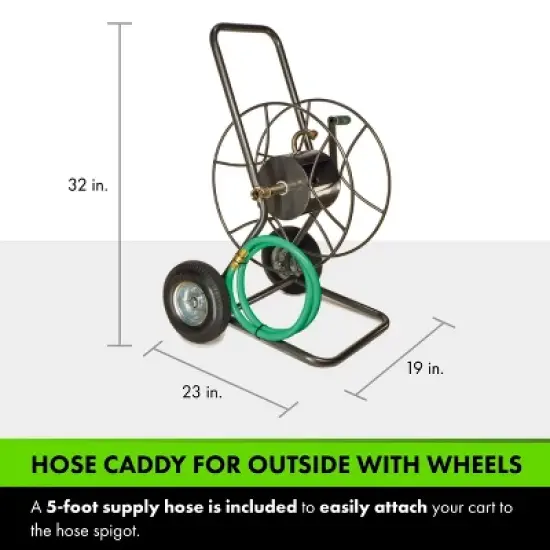Yard Butler Hose Reel Cart with Wheels - Heavy Duty 200 Foot Metal Hose Reel - Suitable for Gardens, Lawns and Outdoor - IHT-2EZ image {5}
