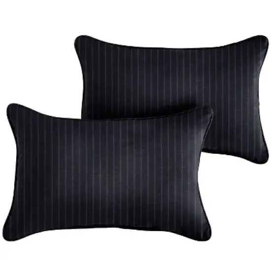 2pk Rectangle Sunbrella Corded Outdoor Throw Pillows Indigo Blue image {3}