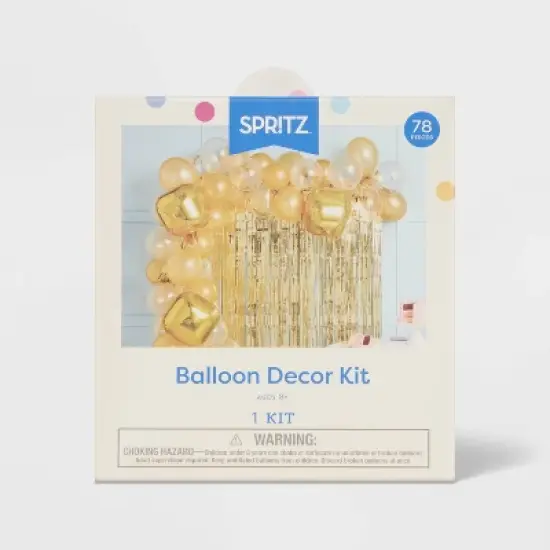 48ct Balloon Arch Garland D&eacute;cor Kit with Backdrop Gold - Spritz&trade; image {3}