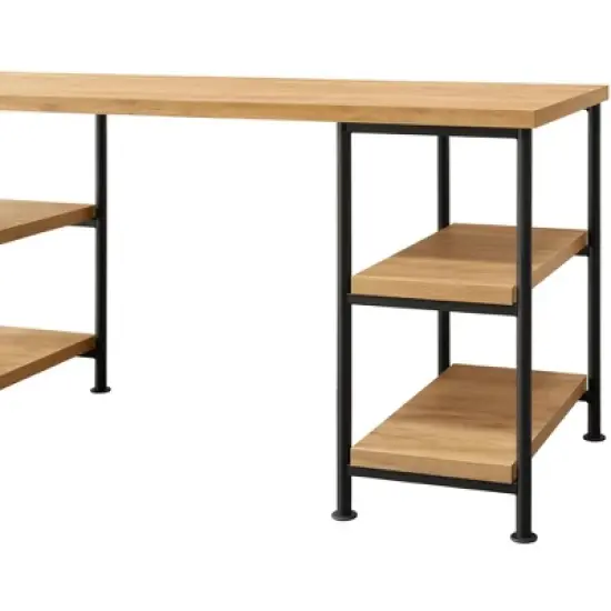 NicBex Open Design Gaming Desk Modern Home Office Desks with 4 Storage Shelves for Office, Study image {2}