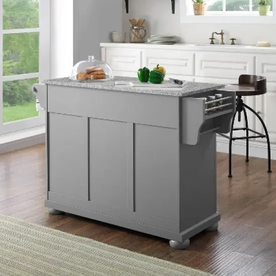 Alexandria Kitchen Island with Solid Granite Top Vintage Gray - Crosley image {8}