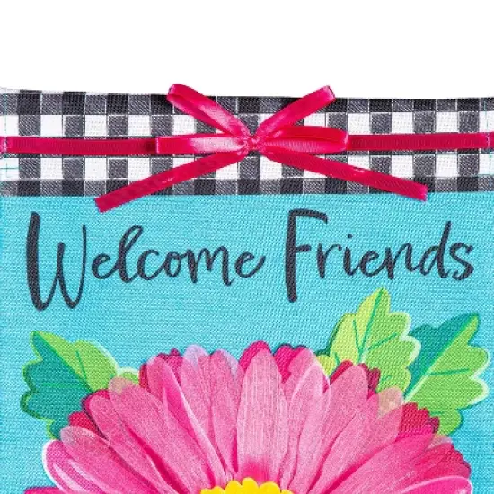 Welcome Friends Daisy Burlap Garden Flag image {2}