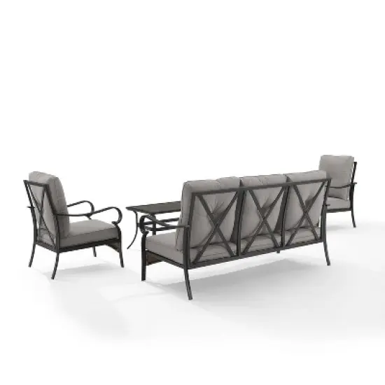 4pc Dahlia Outdoor Steel Conversation Set Taupe/Matte Black - Crosley image {7}