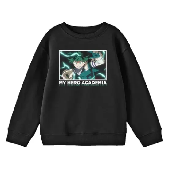 My Hero Academia Deku Character Youth Black Crew Neck Sweatshirt image {2}