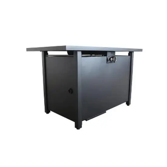 25" H x 42" W Steel Outdoor Fire Pit Table with Protective Lid and Lava Rocks image {1}