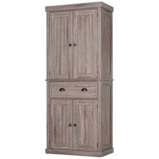 HOMCOM 72" Traditional Freestanding Kitchen Pantry Cupboard with 2 Cabinet, Drawer and Adjustable Shelves image {3}