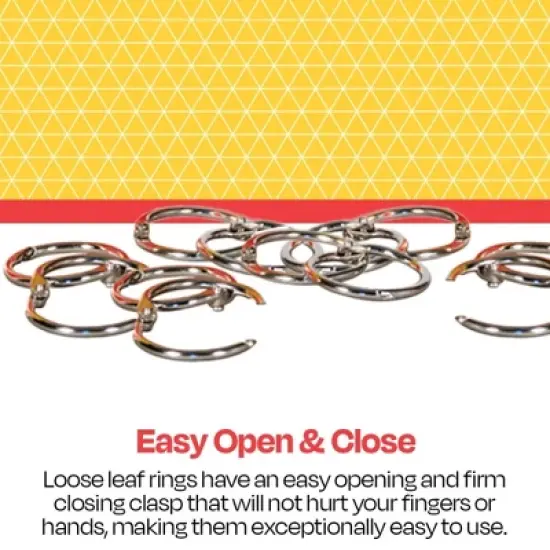 School Smart Loose Leaf Rings, 1-1/2 Inches, Nickel Plated Steel, Pack of 100 image {3}