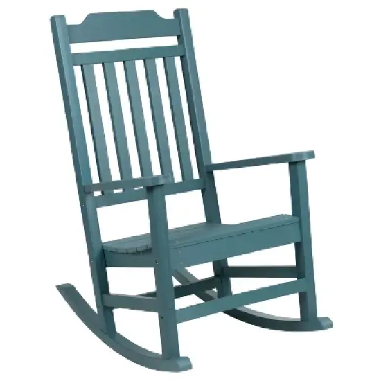 Emma and Oliver All-Weather Rocking Chair in Faux Wood - Patio and Backyard Furniture image {13}
