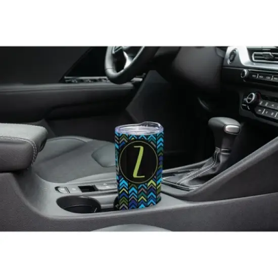 Elanze Designs Z Monogram Herringbone Arrows Wrap-Around Design 20 Ounce Stainless Steel On-The-Go Coffee Mug, Thermal Travel Tumbler with Leak image {2}