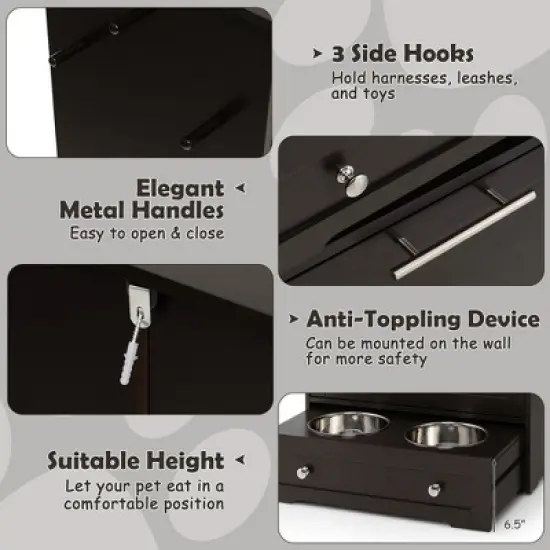 Tangkula Pet Feeding Station Furniture w/ Double Pull Out Dog Bowl Food Cabinet image {6}