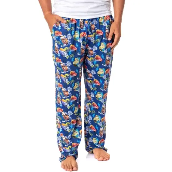 Disney Mens' Cars Movie Film Icons Characters Sleep Pajama Pants Blue image {4}