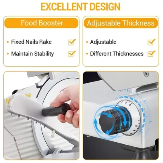 ODK Meat Slicer Machine for Home and Commercial, 240W Semi-Auto 10 inch Deli Slicer, Electric Food Cutter for Bread Fruit Cheese and Frozen Meat image {6}