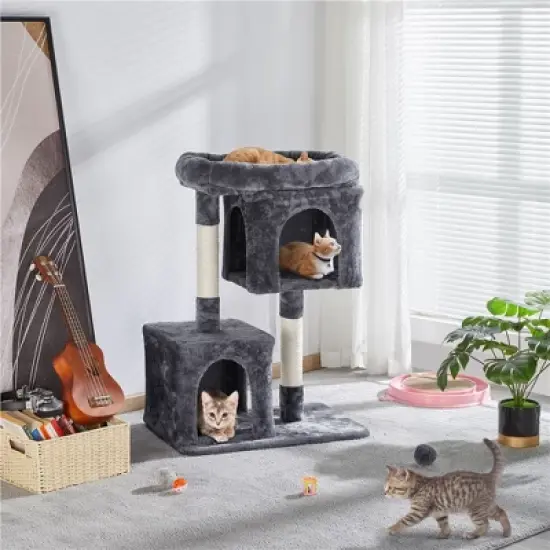 Yaheetech 33.5" Cat Condo with Plush Perch for Small Cats image {1}