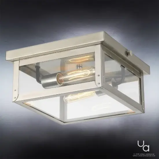 Urban Ambiance Luxury Modern Farmhouse Outdoor Ceiling,  5-1/2"H x 12-3/8"W,  Stainless Steel Finish, UHP1133 image {2}