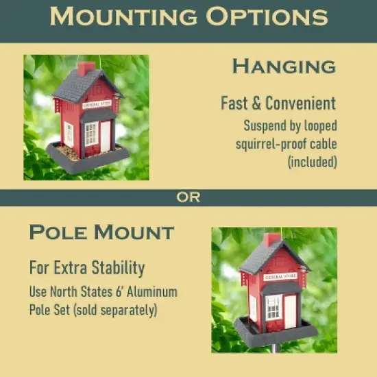 North States General Store Hopper Bird Feeder 14" Red image {4}