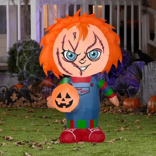 Gemmy Halloween Airblown Inflatable Stylized Chucky Universal, Orange image {1}