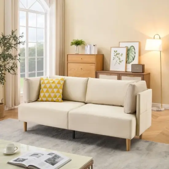 76" Sofa Couch, Comfy Upholstered Loveseat with Extra Deep Seats image {6}