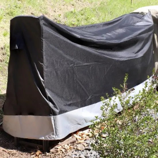 Sunnydaze Outdoor Weather-Resistant Heavy-Duty Polyester with PVC Backing Firewood Log Rack Cover - Gray and Black image {2}