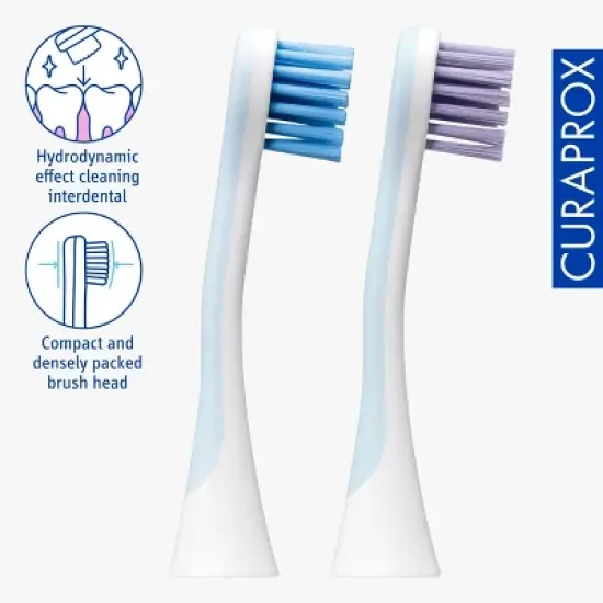 Curaprox Hydrosonic Power Duo Brush Heads, 2-Pack for Deep, Targeted Cleaning image {2}