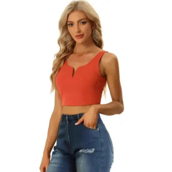 Allegra K Women's Deep V Neck Side Zip Casual Tank Tops image {7}