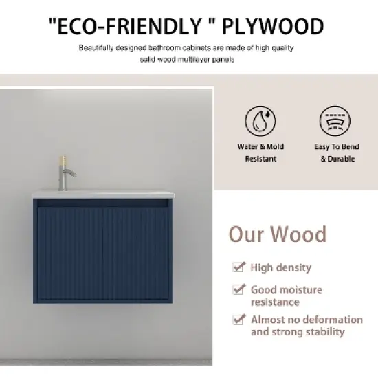 Floating Bathroom Vanity with Drop-Shaped Resin Sink - ModernLuxe image {11}