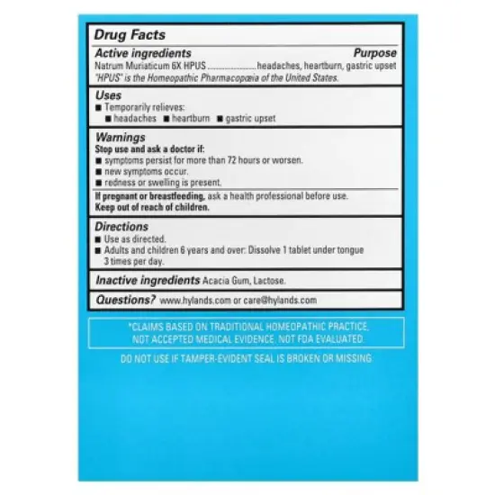Hyland's Naturals Cell Salt #9, Nat Mur 6X, 100 Quick-Dissolving Single Tablet Doses image {2}