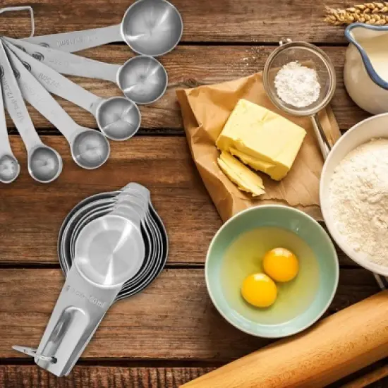 Kaluns Measuring Cups and Spoons Set, 16 Piece, Stainless Steel image {2}
