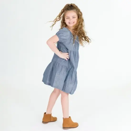 RuffleButts Toddler Girls Short Sleeve Tiered Dress image {2}