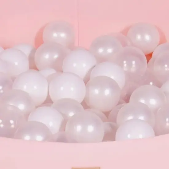 MeowBaby Large Round 35 Inch Round by 11.5 Inch Tall Baby Toddler Foam Ball Pit w/ 200 Full Foam Balls and Zippered Covered, Light Pink, White, Pearl image {1}