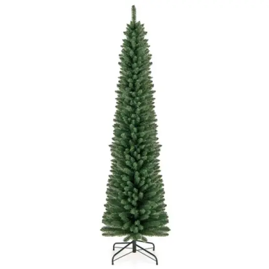 Costway 5/6/7/8 FT Pencil Christmas Tree Artificial Xmas Tree with 295/392/523/671 Memory Wire Branch Tips image {11}