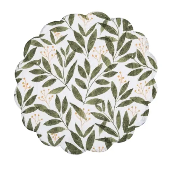C&F Home Joelle Floral Flowers Palm Leaf Vibrant Scalloped Round Placemats Set of 6, 17" image {3}