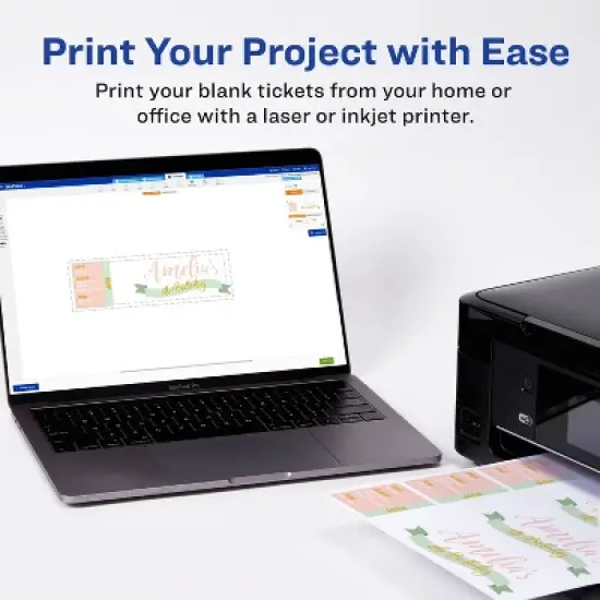 Avery Printable Tickets with Stubs, 2-3/4" x 8-1/2", Laser/Inkjet, 100 Blank Tickets (16430) image {6}