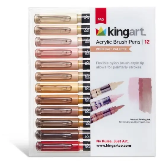 KINGART PRO Acrylic Paint Brush Pens 12 Portrait Colors image {3}