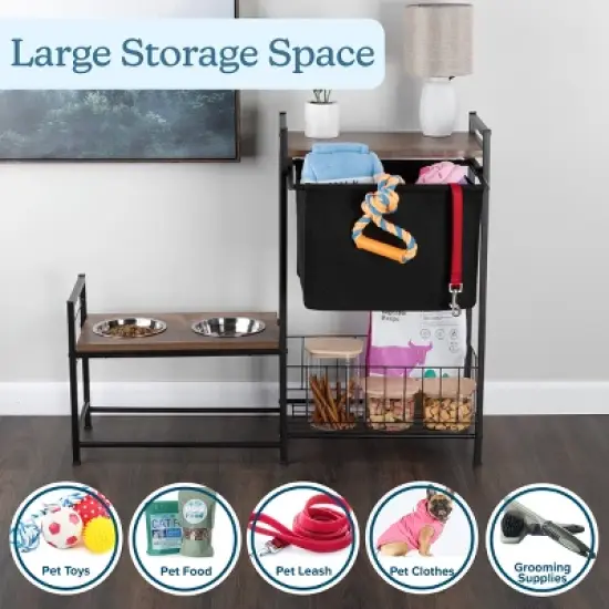 Pet Adobe Elevated Dog Bowls with Storage, Black image {5}