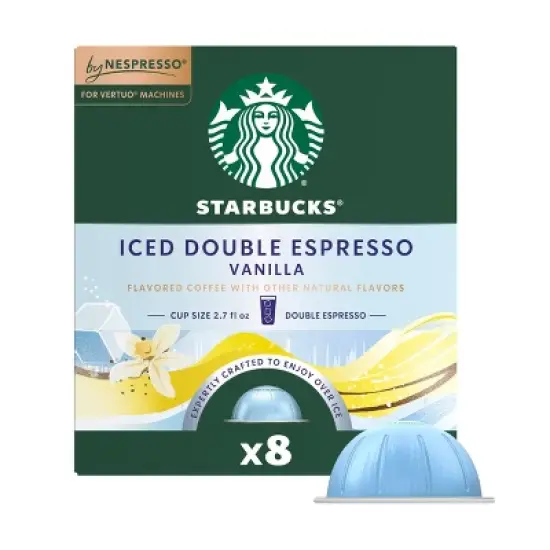 Starbucks by Nespresso Vertuo Line Iced Double Espresso Vanilla Flavored Light Roast Coffee Pods image {8}