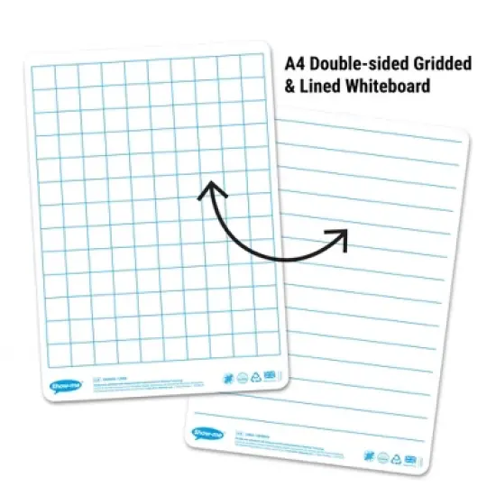 Show-me&reg; Bulk Box of 100 x A4 Lined/Gridded Double Sided Lapboards, with Pens, Erasers, Cleaner image {2}
