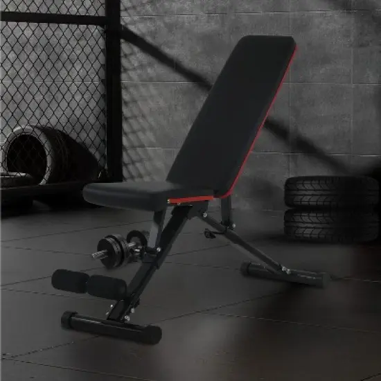 BestMassage Adjustable Weight Bench Exercise Workout Bench with Foldable Design for Home Gym, Black image {1}