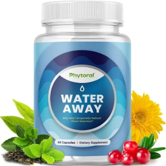 Water Away Capsules, Premium Water Loss Pills Diuretic Pure Dietary Supplement, Phytoral, 60 or 90ct image {7}