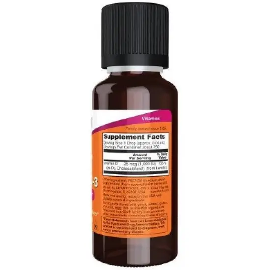 Vitamin D-3 Liquid Extra Strength by Now Foods  -  1 fl oz Dropper image {1}
