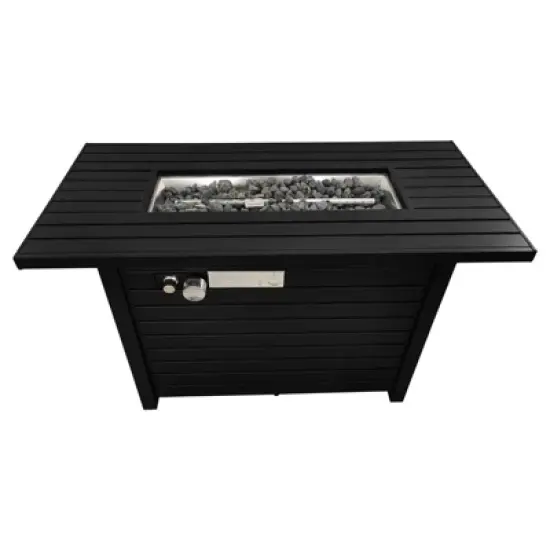 25" H x 42" W Steel Outdoor Fire Pit Table with Lid and Adjustable Flame image {4}